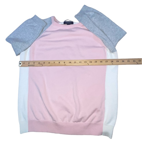 Lands’ End Pink Gray White Raglan Lightweight Knit Top - Women’s Medium 10-12 - Picture 2 of 10